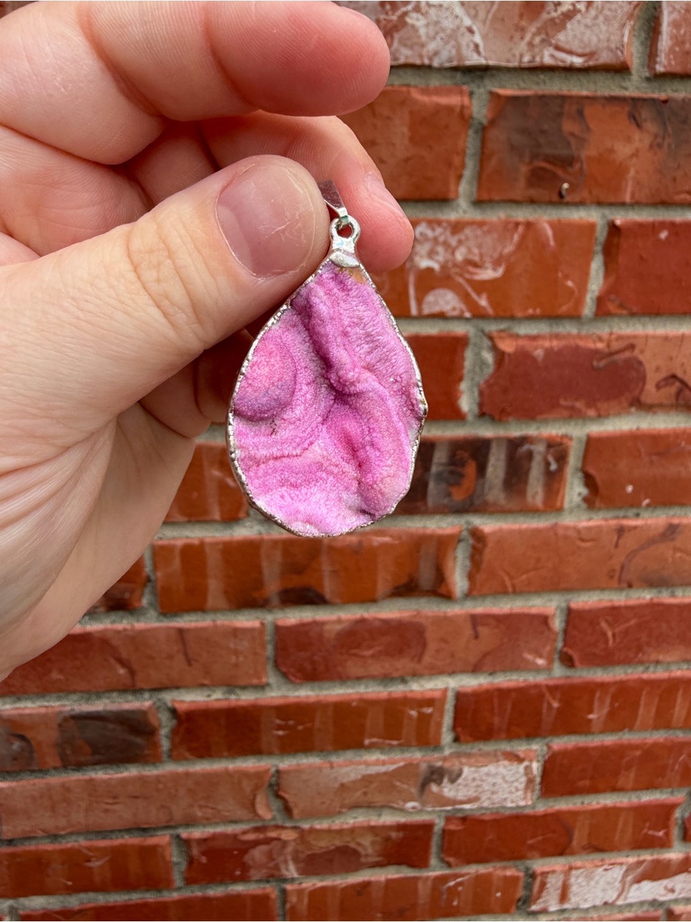 Pink Teardrop Druzy Pendant Necklace - Women Jewelry